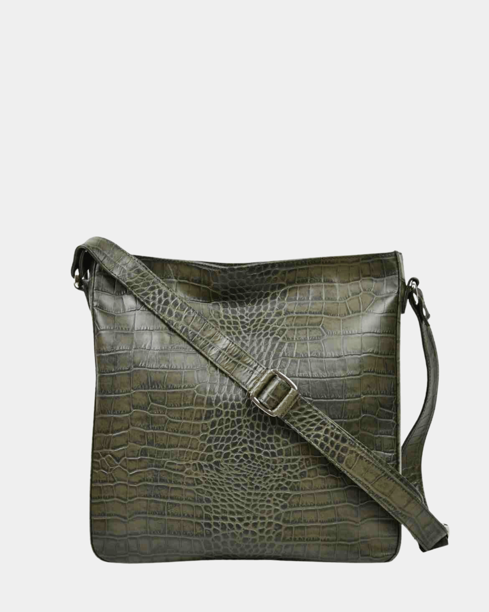 Veske i kvalitetsskinn, crossbody skulderstropp, glidelås-lukning i topp. Norsk Design. Hippi Grace Copenhagen i bohem Coco Kaki er en stor veske til dame laget av ekte skinn. Skinnvesken kommer med en regulerbar crossbody stropp, og har et romslig interiør med flere lommer og glidelås lukking i topp. Den passer perfekt som jobbveske, skoleveske, hverdagsveske eller reiseveske. Mørkegrønn veske dame. Grønn veske i ekte skinn. Norsk design.