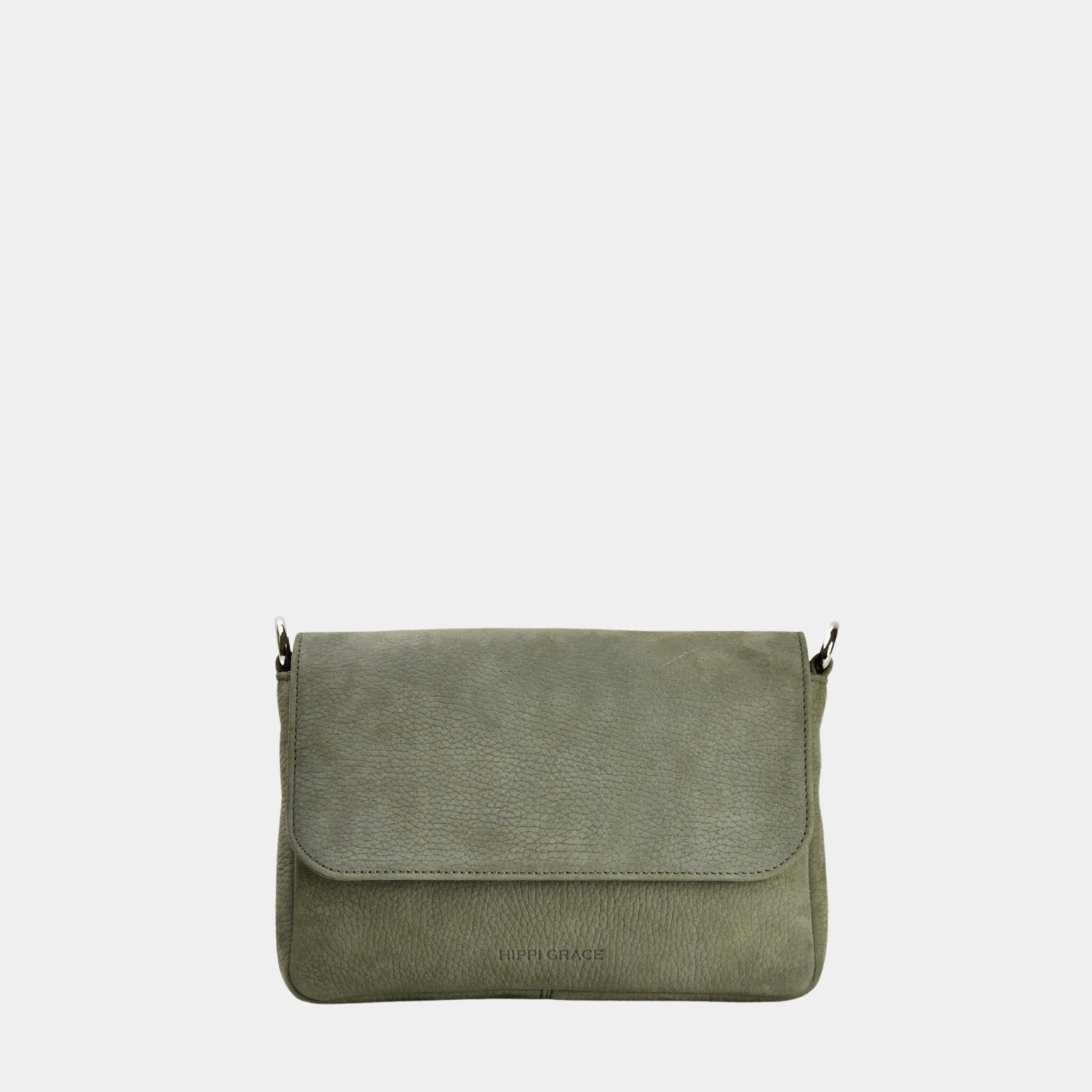 Liten veske, Ku-skinn, magnet-lås, crossbody skulderstropp, sølvdetaljer.