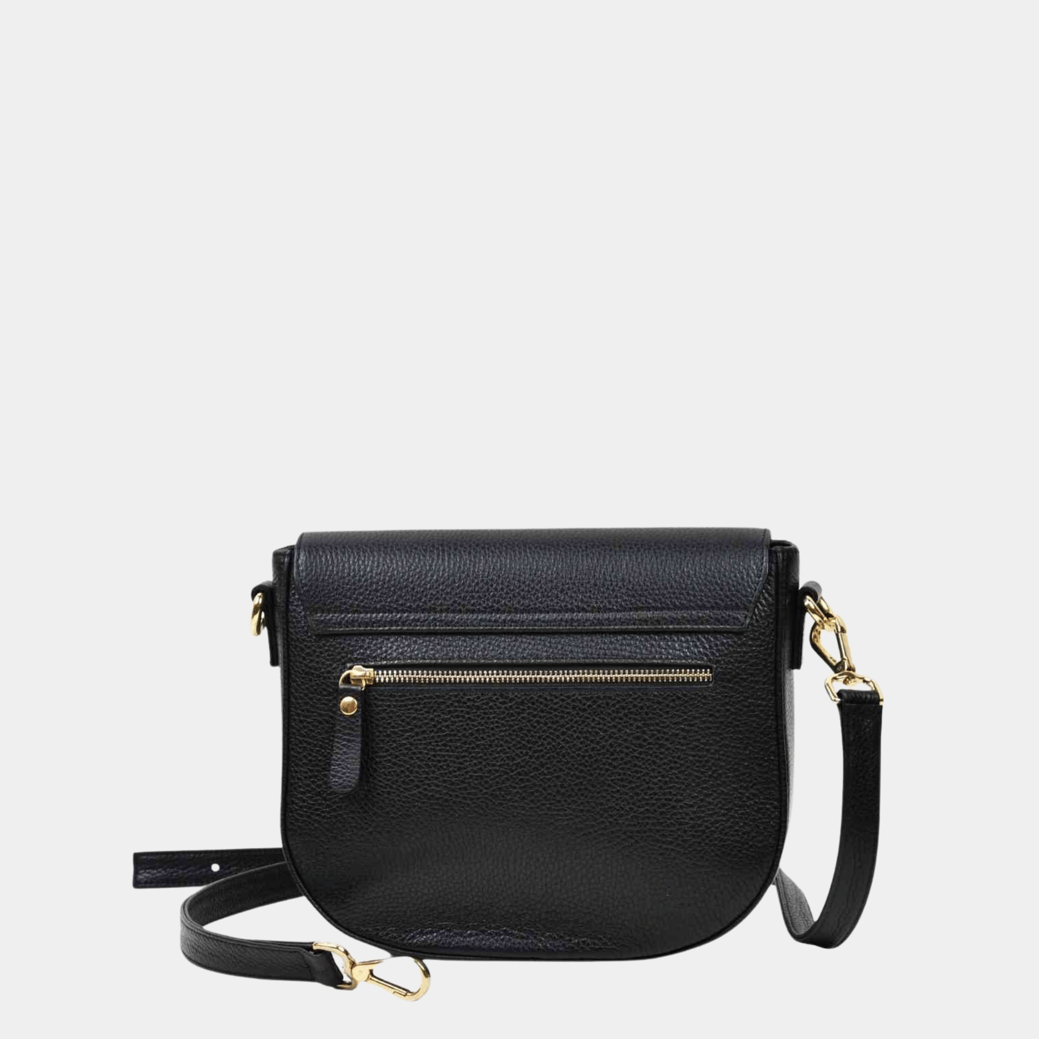 Liten veske i Ku-skinn, crossbody skulderstropp, klikk-lås i gulldetaljer. [wv]