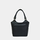 Bergen Midi grain klassisk sort skulderveske med gullfargede metalldetaljer – sett forfra