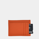 Kort-lommebok, Klassisk Ku-skinn, Magnet-lukning. Hippi Grace Lommebok Unisex til kort i Superior Orange, laget av ekte skinn. Norsk Design. Lommebok i ekte skinn. Bilde av baksiden til lommeboken. [wv]