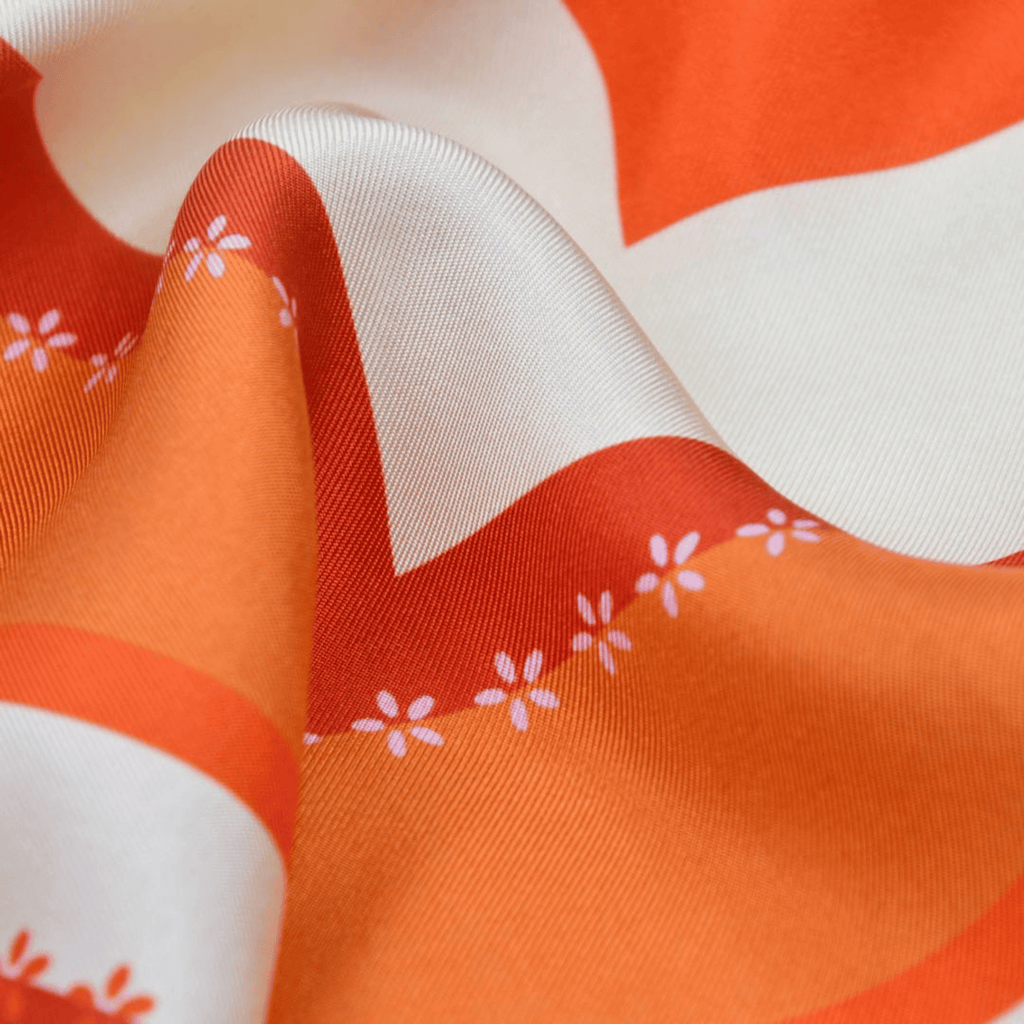 Silkeskjerf i oransje, 100% twill silke